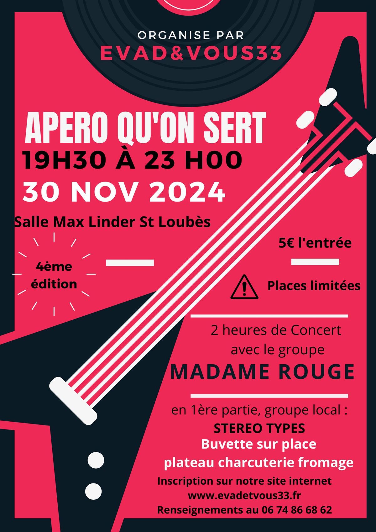 APERO QU'ON SERT AVEC MADAME ROUGE SAMEDI 30 NOVEMBRE 2024 A SAINT LOUBES