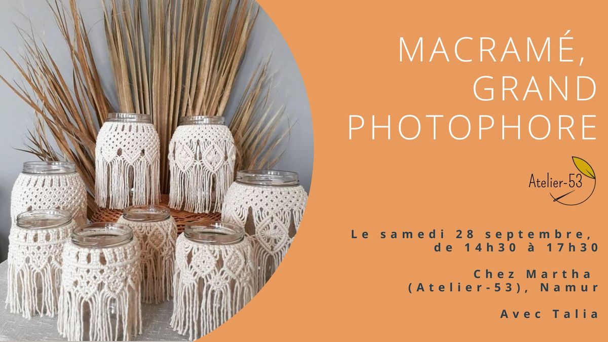 Atelier I Macram\u00e9, grand photophore