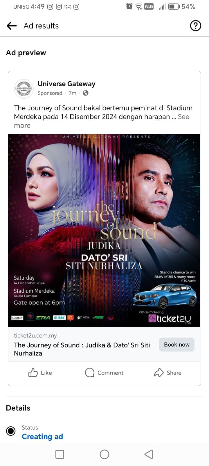 CONCERT THE JOURNEY OF SOUND (JUDIKA & DATO' SRI SITI NURHALIZA) 