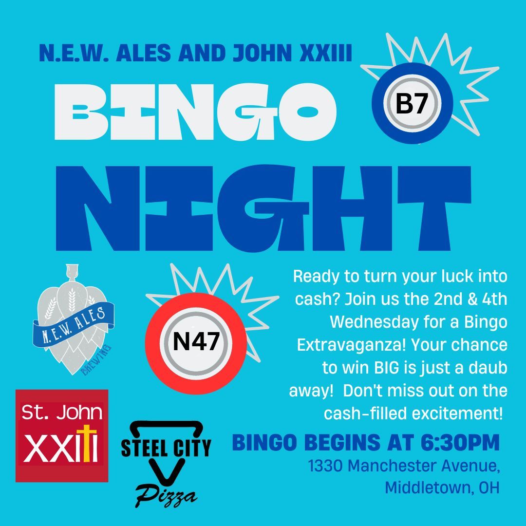 Bingo Night at NEW Ales Brewing with John XXIII and Steel City Pizza