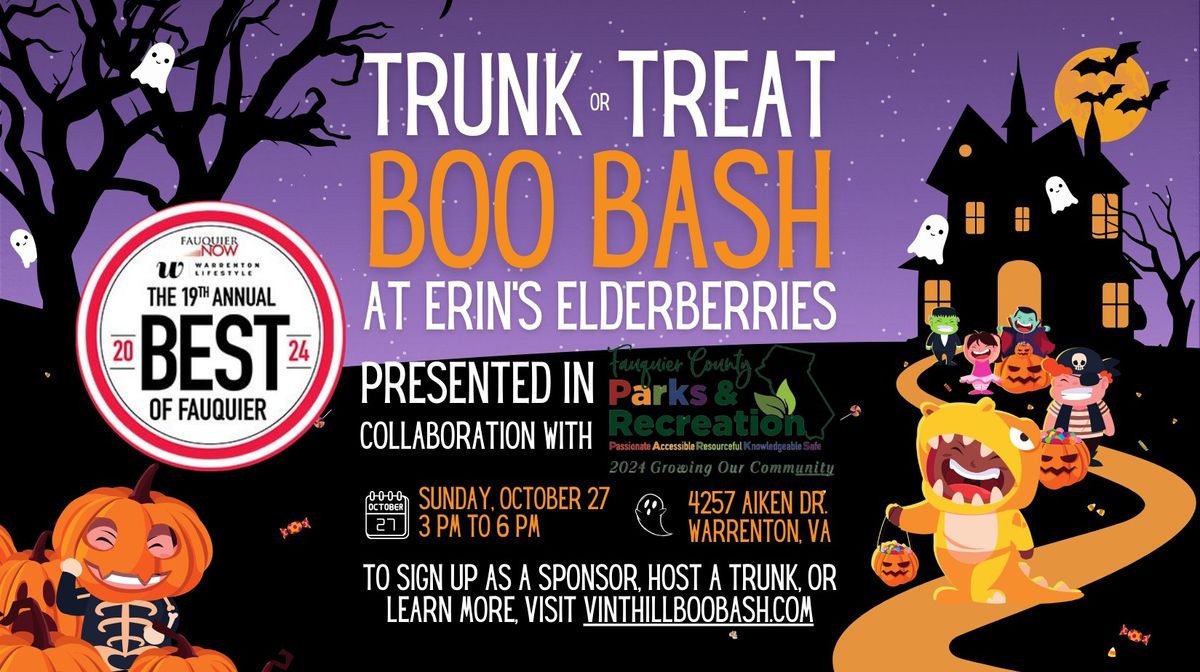 Trunk or Treat Boo Bash at Erin's Elderberries in collaboration with Fauquier County Parks & Rec