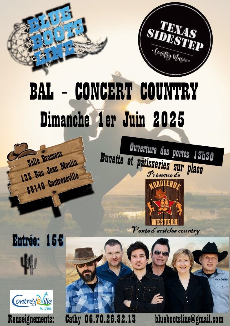 Bal concert country le dimanche 1er juin \u00e0 Contrex\u00e9ville - Buvette et p\u00e2tisseries sur place