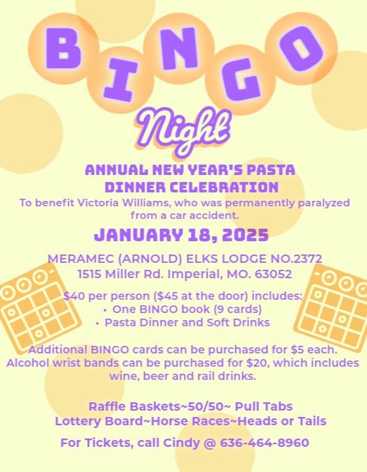 ANNUAL NEW YEAR\u2019S PASTA DINNER CELEBRATION: BINGO NIGHT