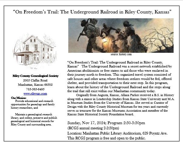 "On Freedom's Trail: The Underground Railroad in Riley County, Kansas"