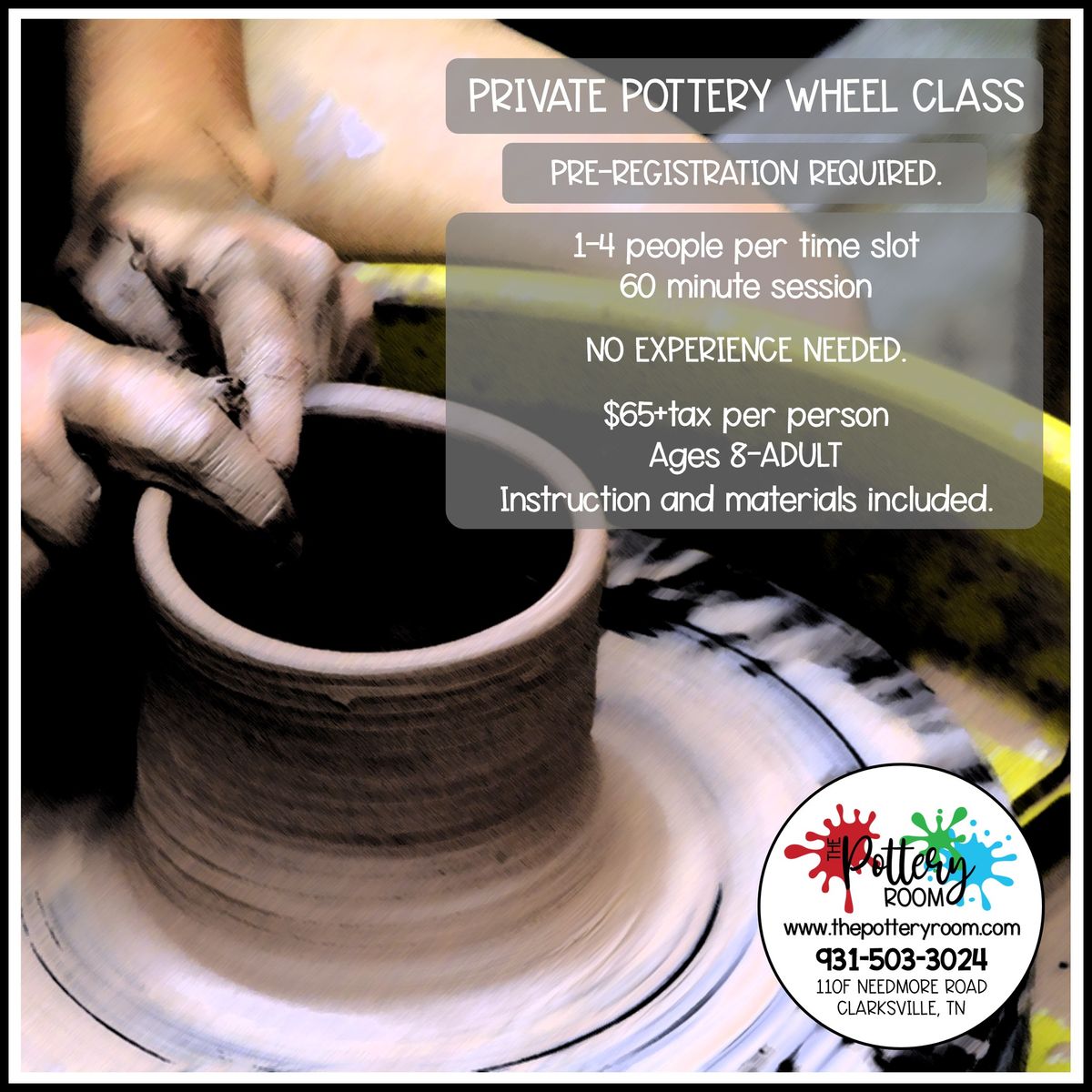 Private Pottery Wheel Class Sessions