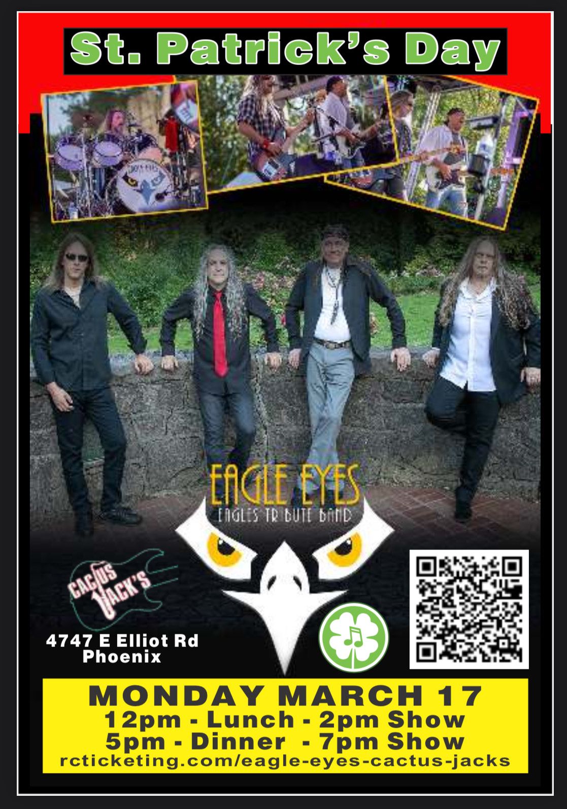 \ud83e\udd85EAGLE EYES\/Eagles Tribute\u2618\ufe0fSt. Patrick's Day\u2618\ufe0fat Cactus Jack's!