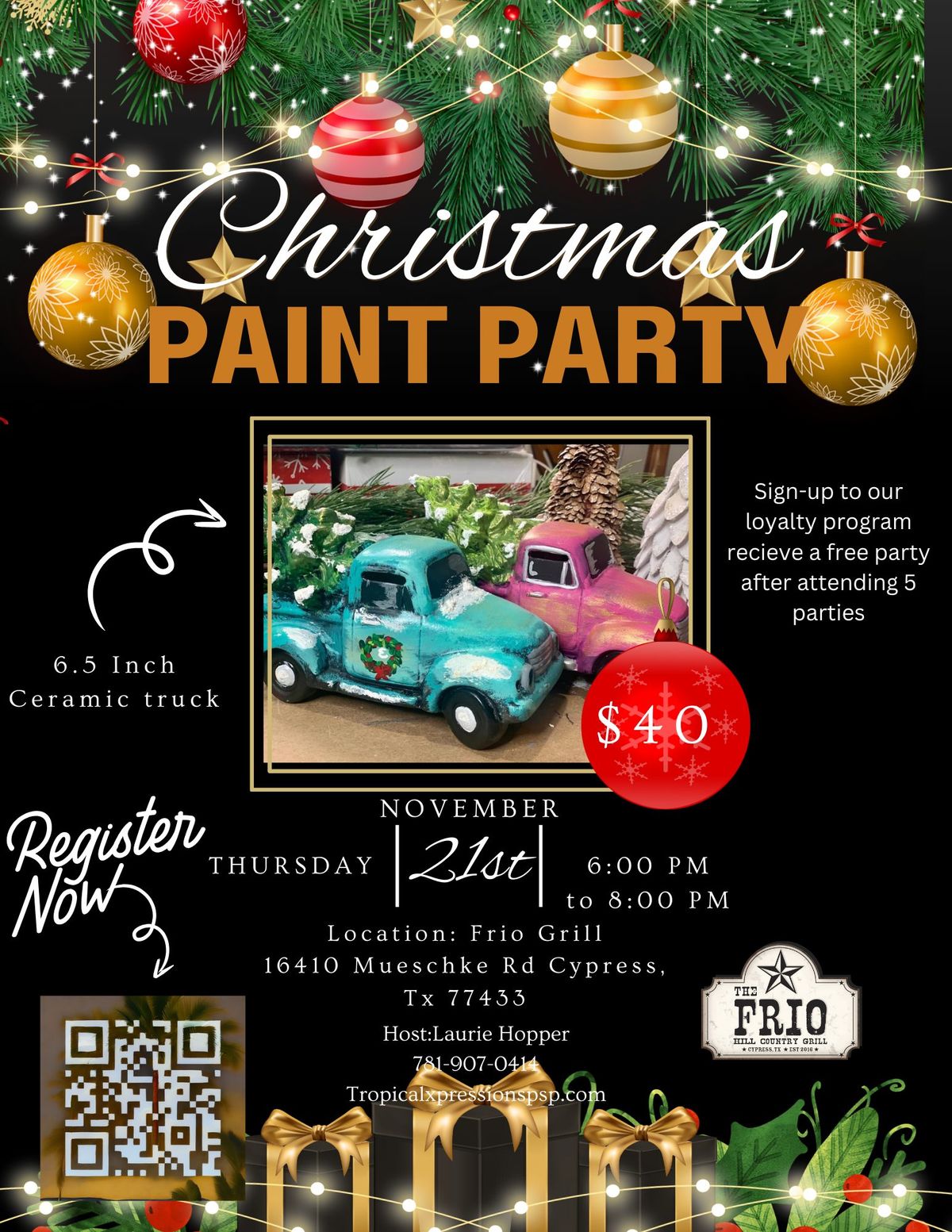 Ceramic Christmas Truck Paint Party At The Frio Grill