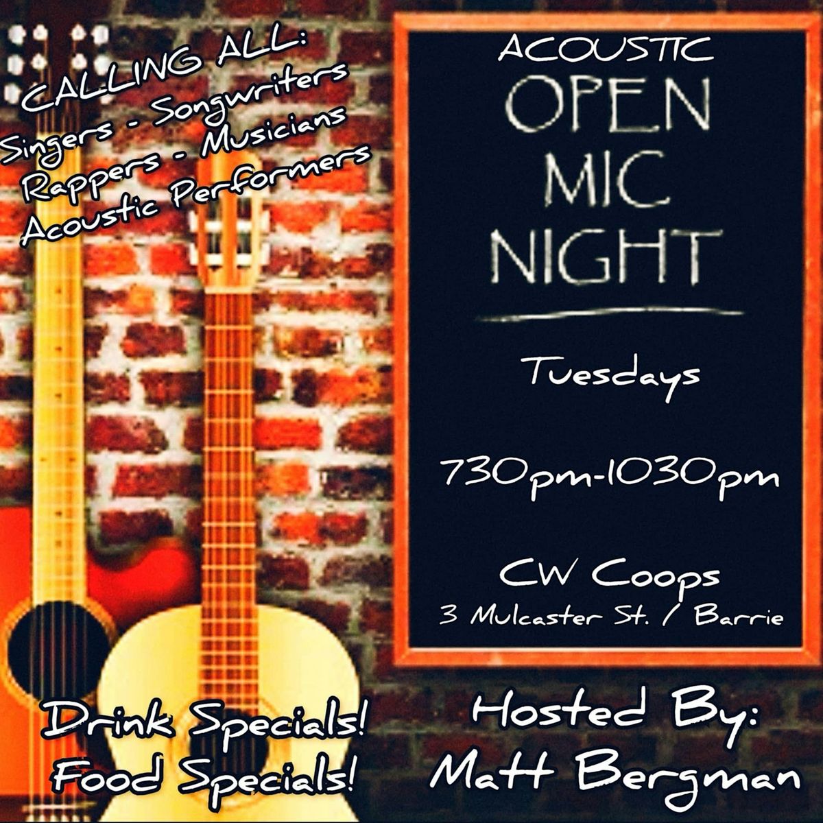 Acoustic Open Mic Night at CW Coops!