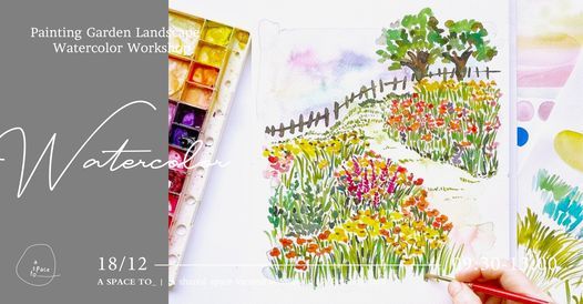 Painting Garden Landscape with Watercolor