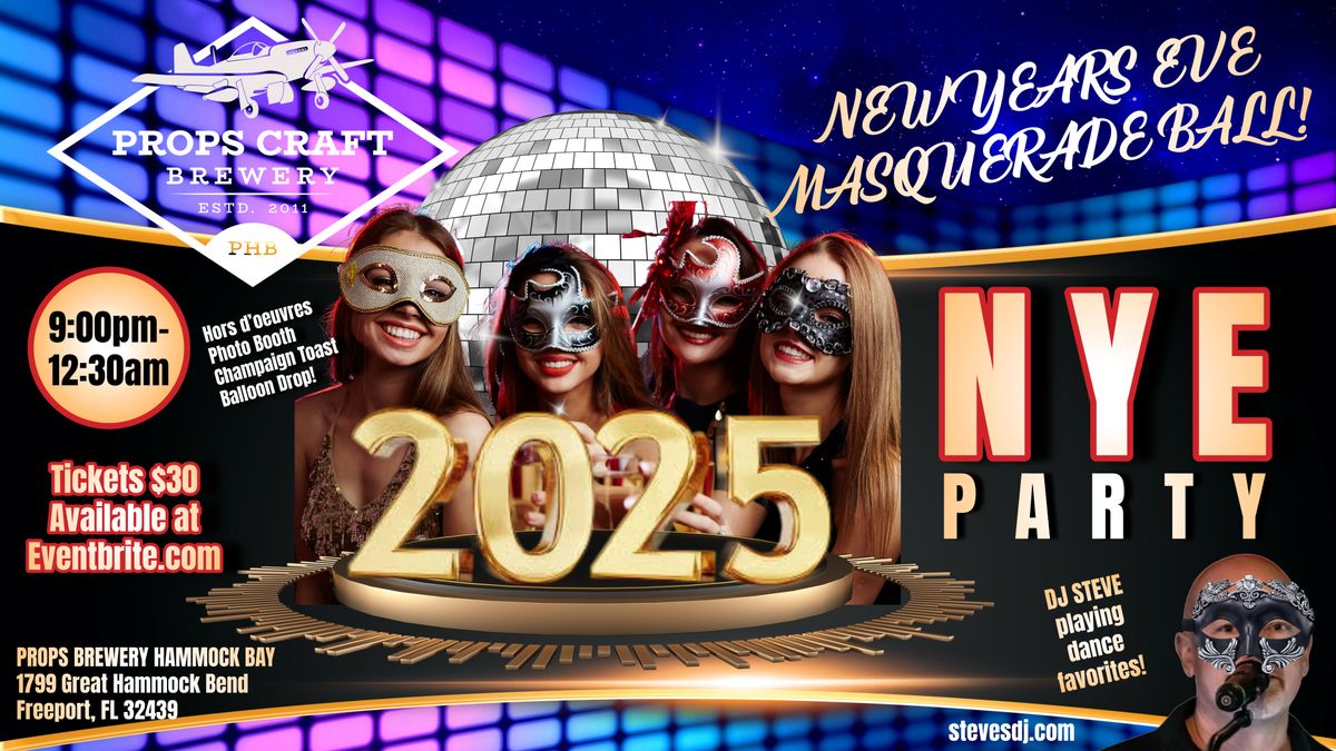 New Years Eve Masquerade Ball at Props Brewery Hammock Bay!