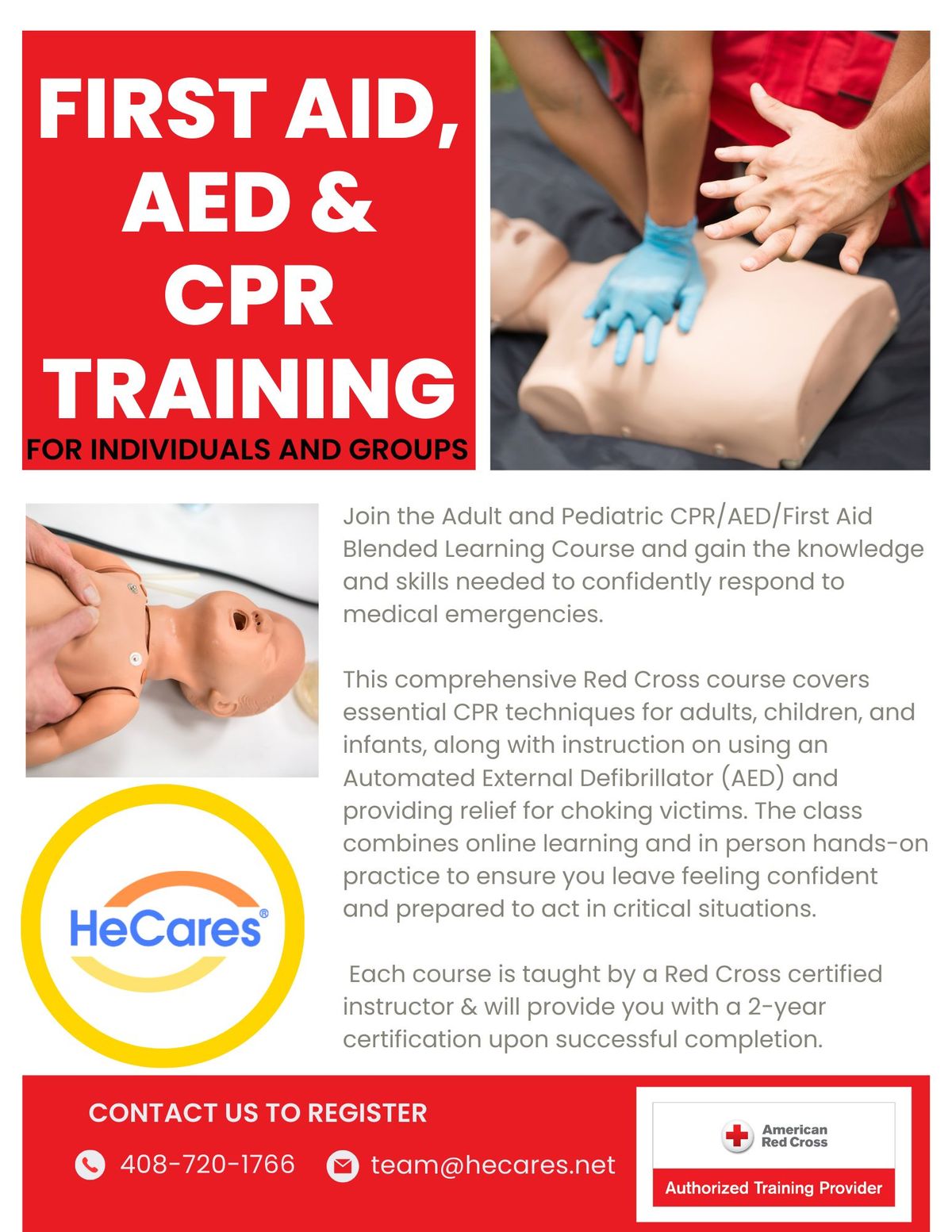 Children & Adult CPR + First Aid Training Class