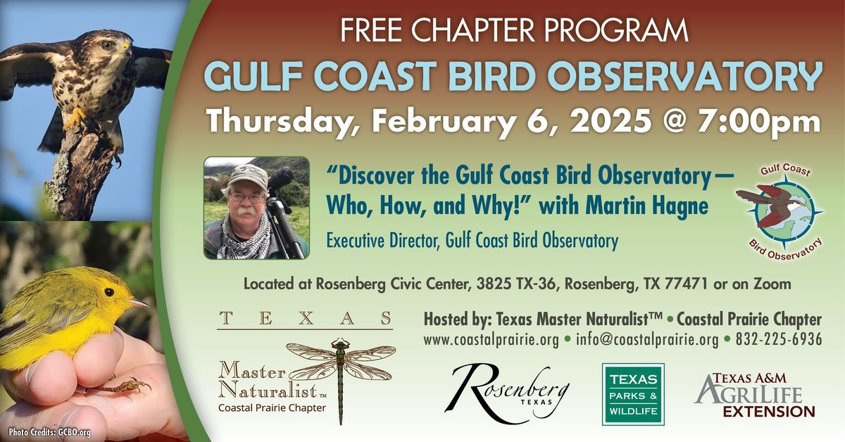 Free Chapter Program: "Discover the Gulf Coast Bird Observatory \u2013 Who, How, and Why!"