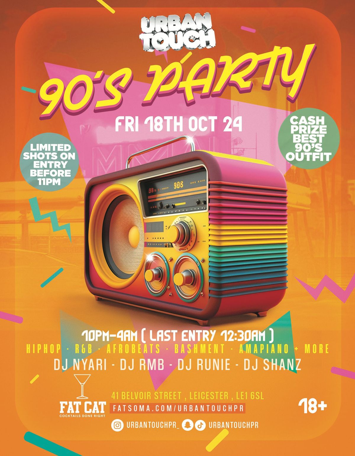 URBAN TOUCH FRESHERS TOUR LEICESTER 90'S PARTY