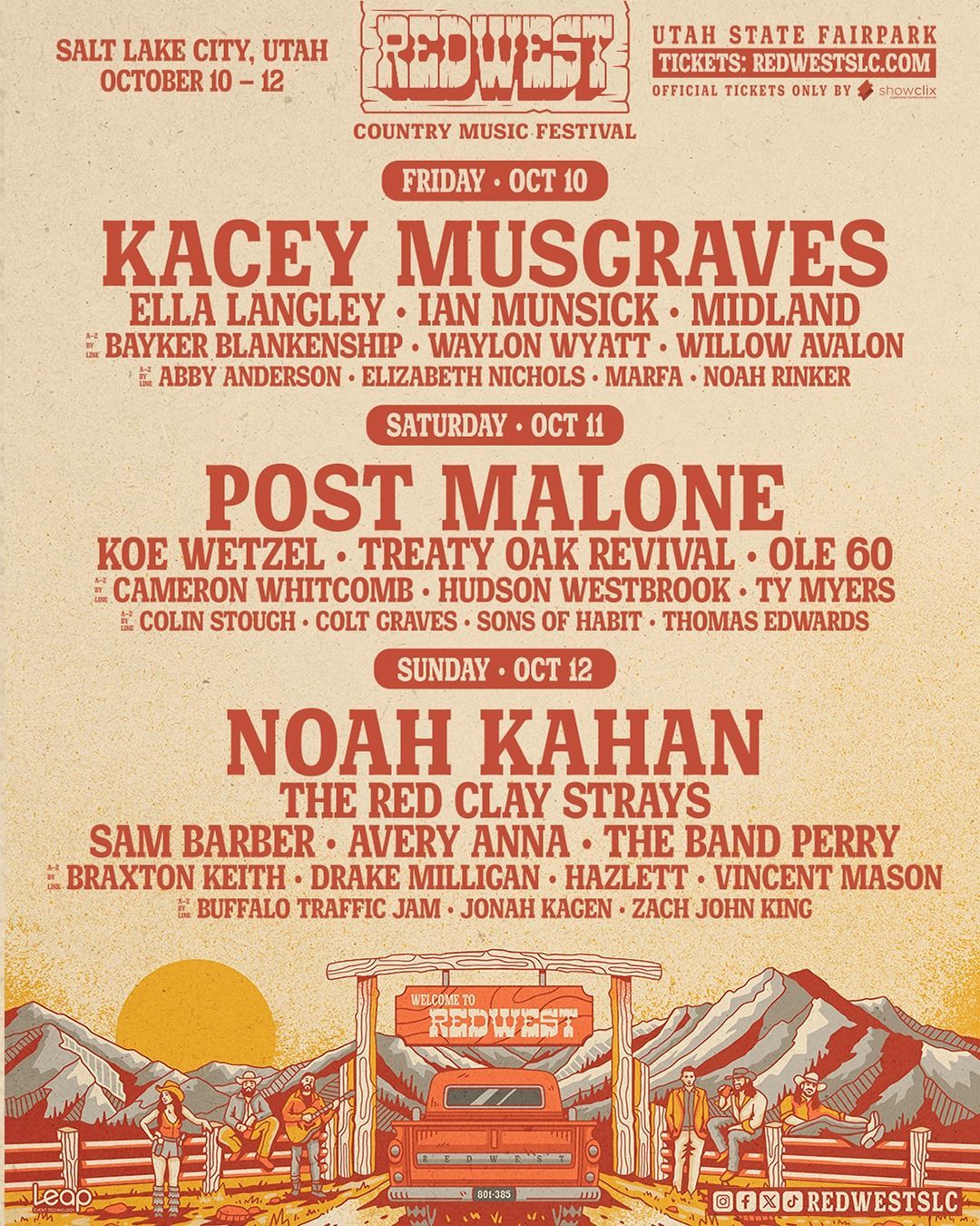 Redwest Country Music Festival: Noah Kahan  The Red Clay Strays & Sam Barber - Sunday