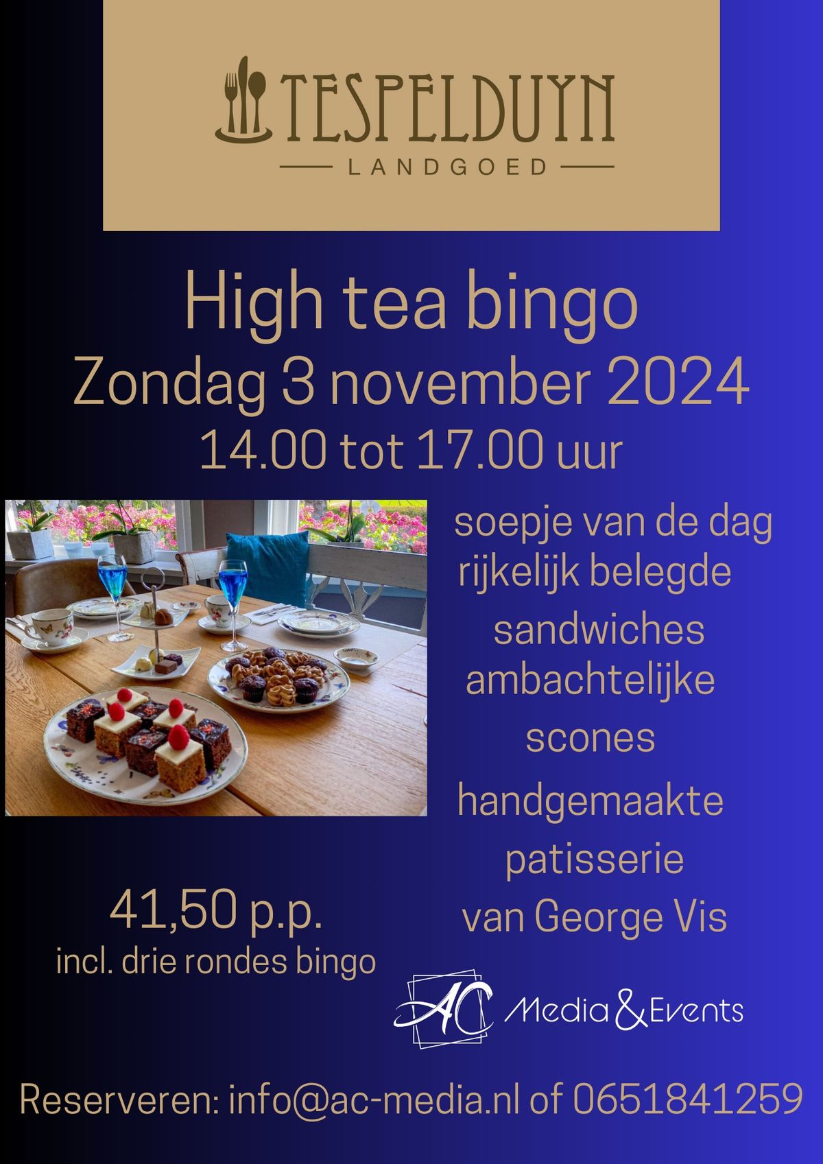 High tea bingo 3 november Tespelduyn