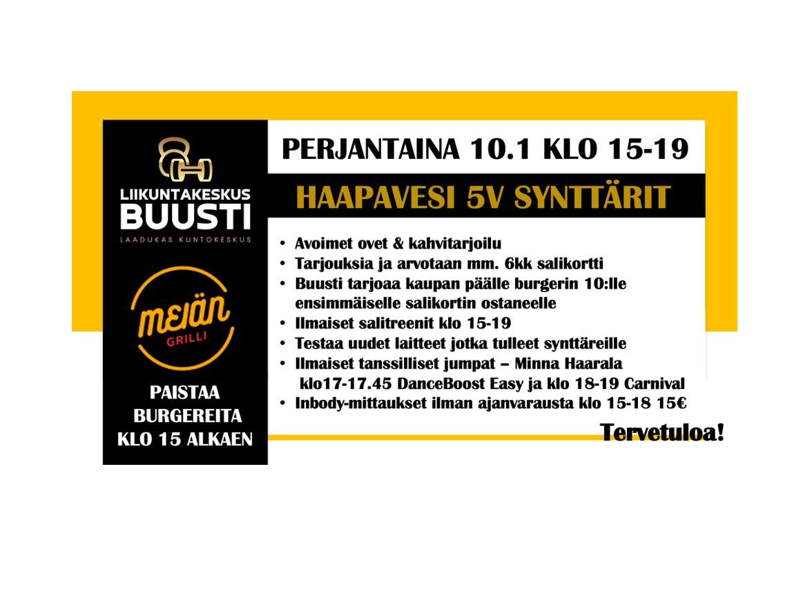 Buustin 5v syntt\u00e4rit pe 10.1.25 klo 15-19 AVOIMET OVET \/ KAHVITARJOILU \/ MENOSSA MUKANA MEI\u00c4N GRILLI