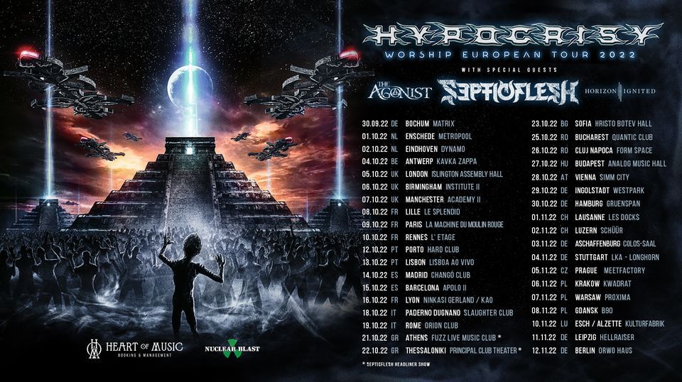 HYPOCRISY WORSHIP EUROPEAN TOUR 2022 w/SPECIAL GUEST SEPTICFLESH