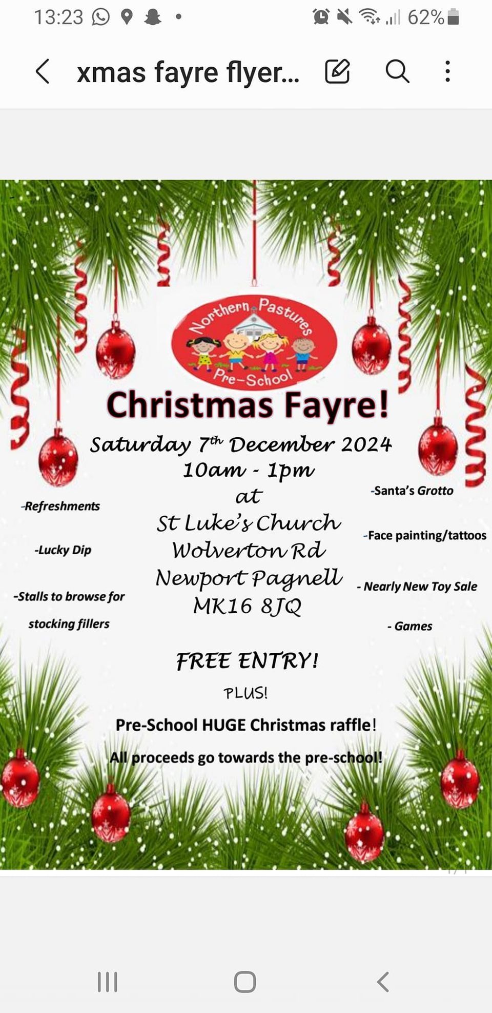 Northern Pastures Pre-School Christmas Fayre 2024