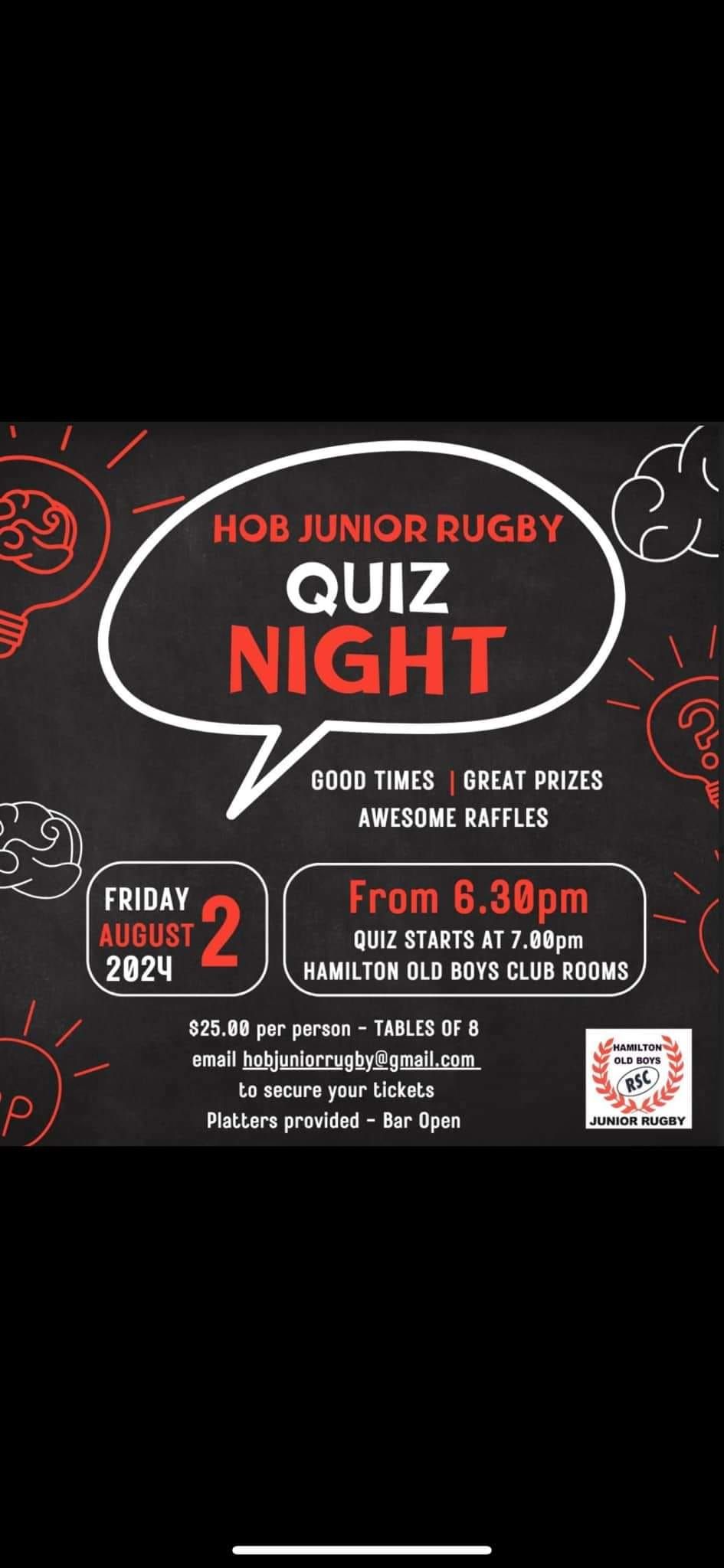 HOB Junior Rugby Quiz Night