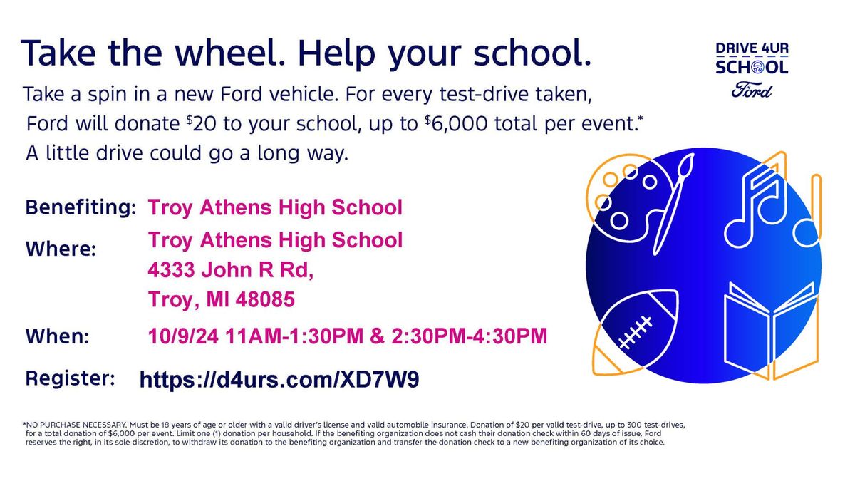 Drive 4Ur School | Suburban Ford of Troy Benefiting Troy Athens High School