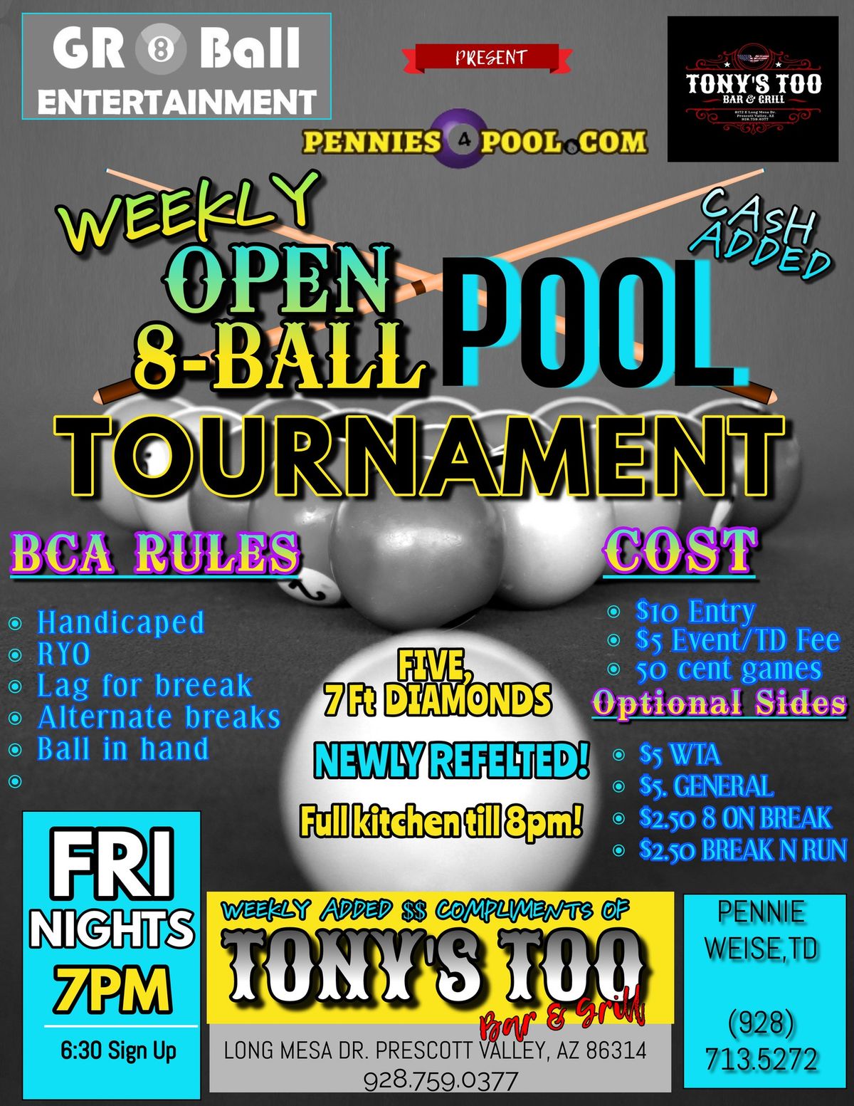 Friday, 5.10.24 Weekly Cash-Added 8-ball Tournament