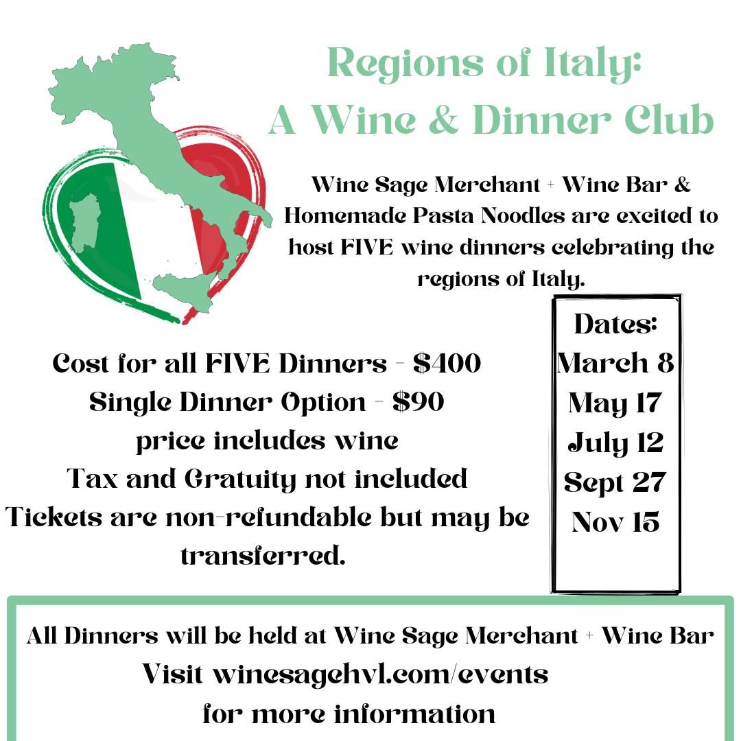 Regions of Italy Wine anad Dinner Club