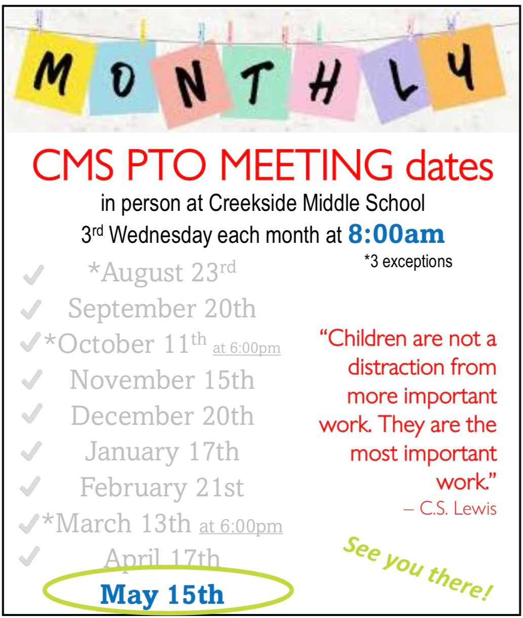 CMS PTO MEETING - vote new board!