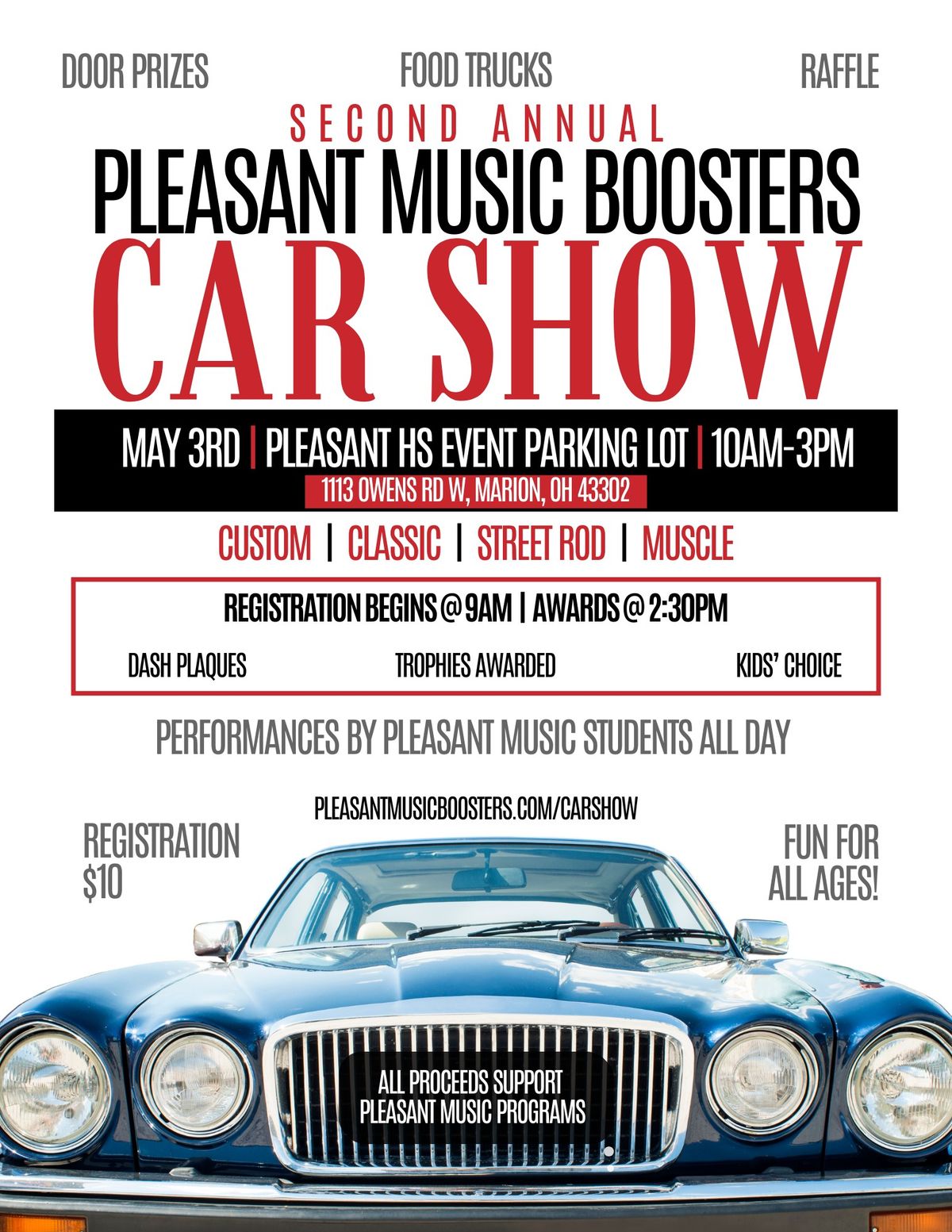 2nd Annual Pleasant Music Boosters Car Show- Music and Motors