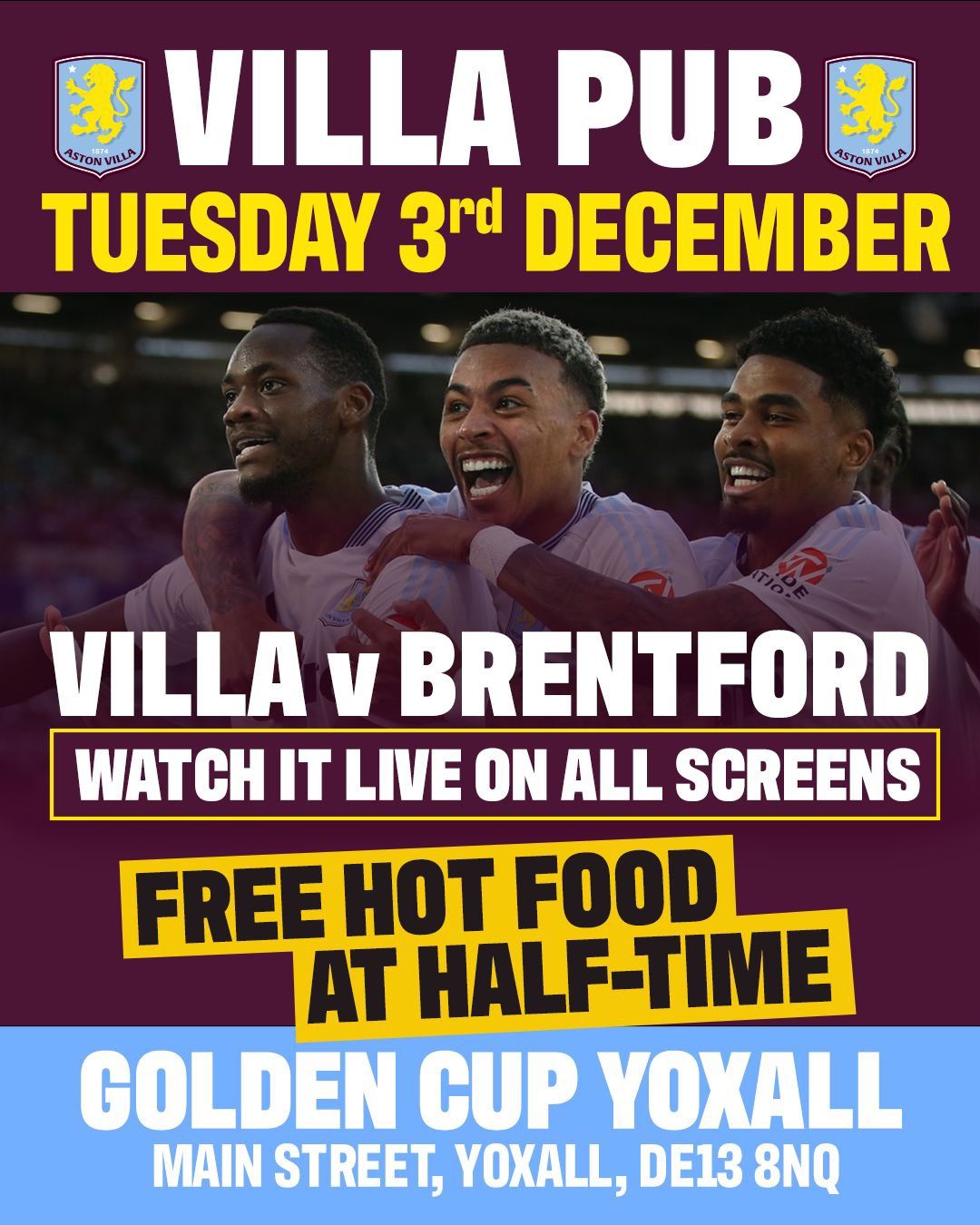 Aston Villa \ud83d\udc9c\ud83d\udc99 V Brentford 19:45 KO