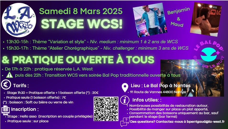 L.A.W#1 - Stage 100% WCS & Pratique ouverte \u00e0 tous avec Benjamin et Maud \u00e0 Nantes