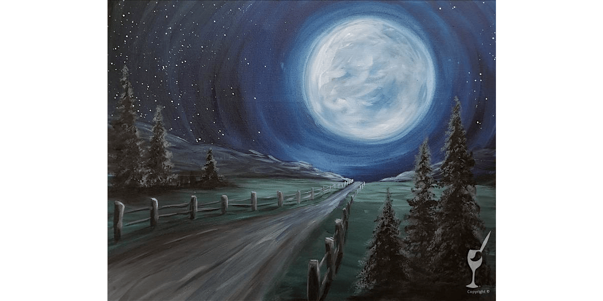 Moonlit Midnight Road Painting - Paint and Sip in Denver | Classpop!\u2122