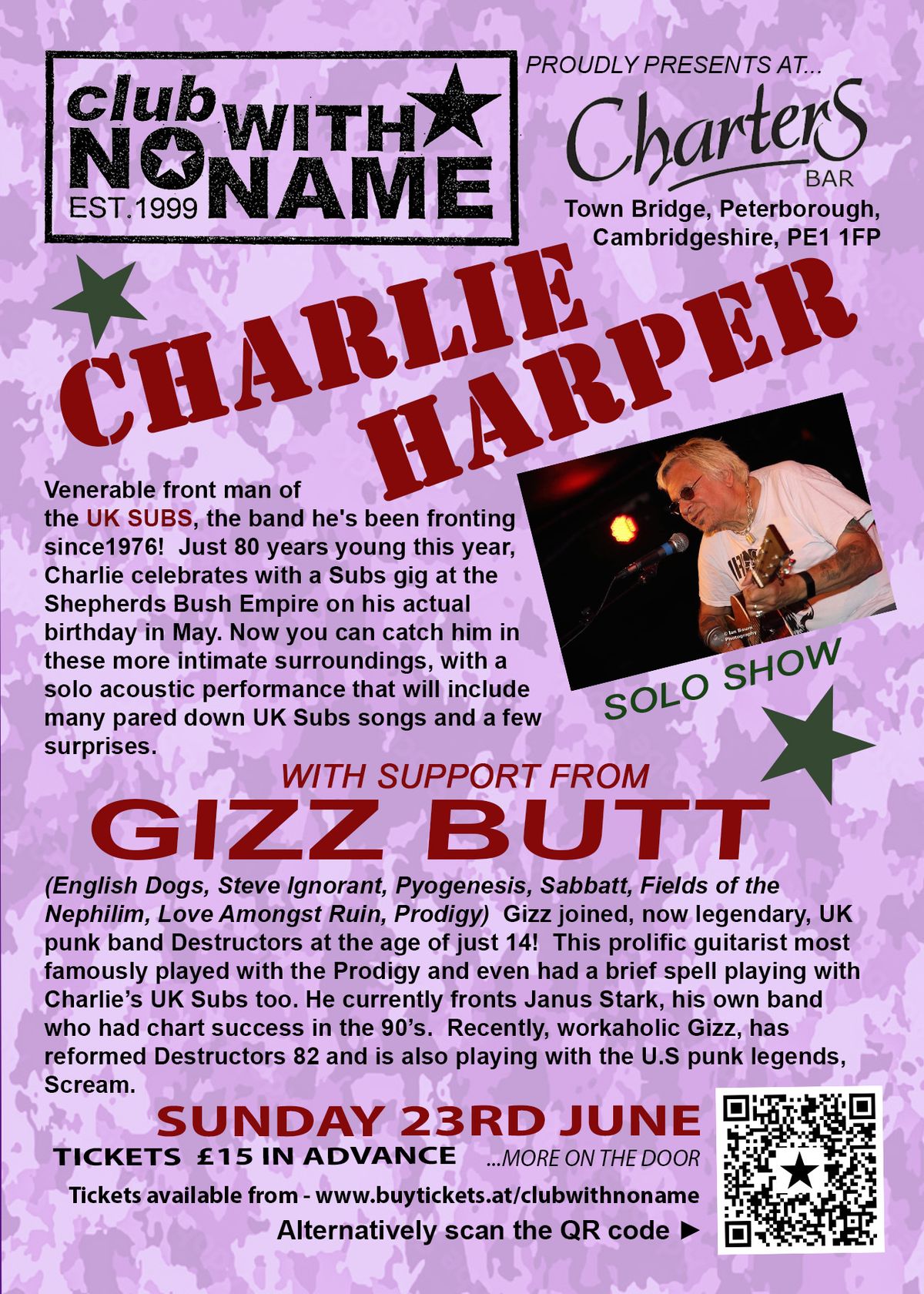 Club with no name presents: CHARLIE HARPER @Charters, Peterborough, PE1 1FP. 
