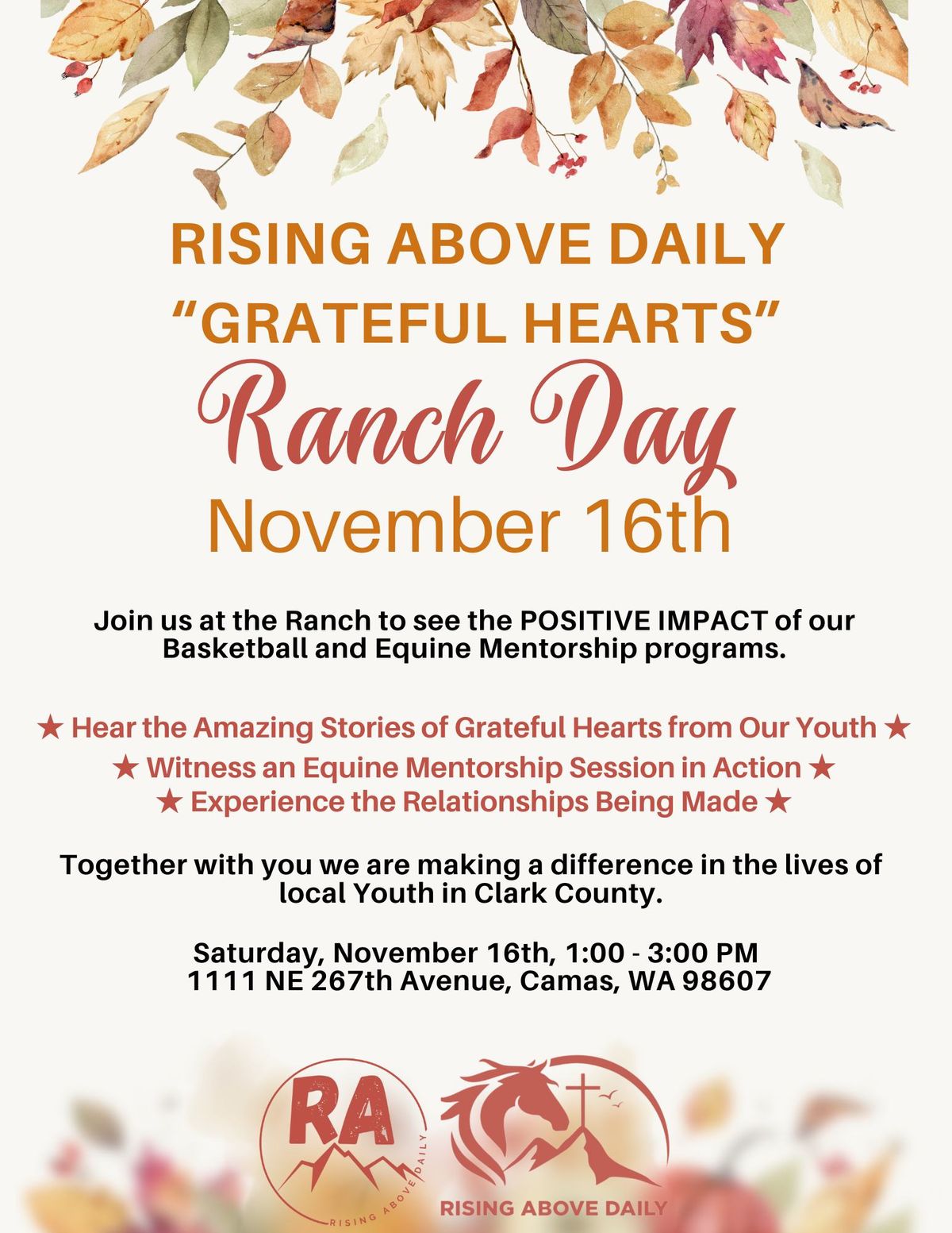 "Grateful Hearts" Ranch Day