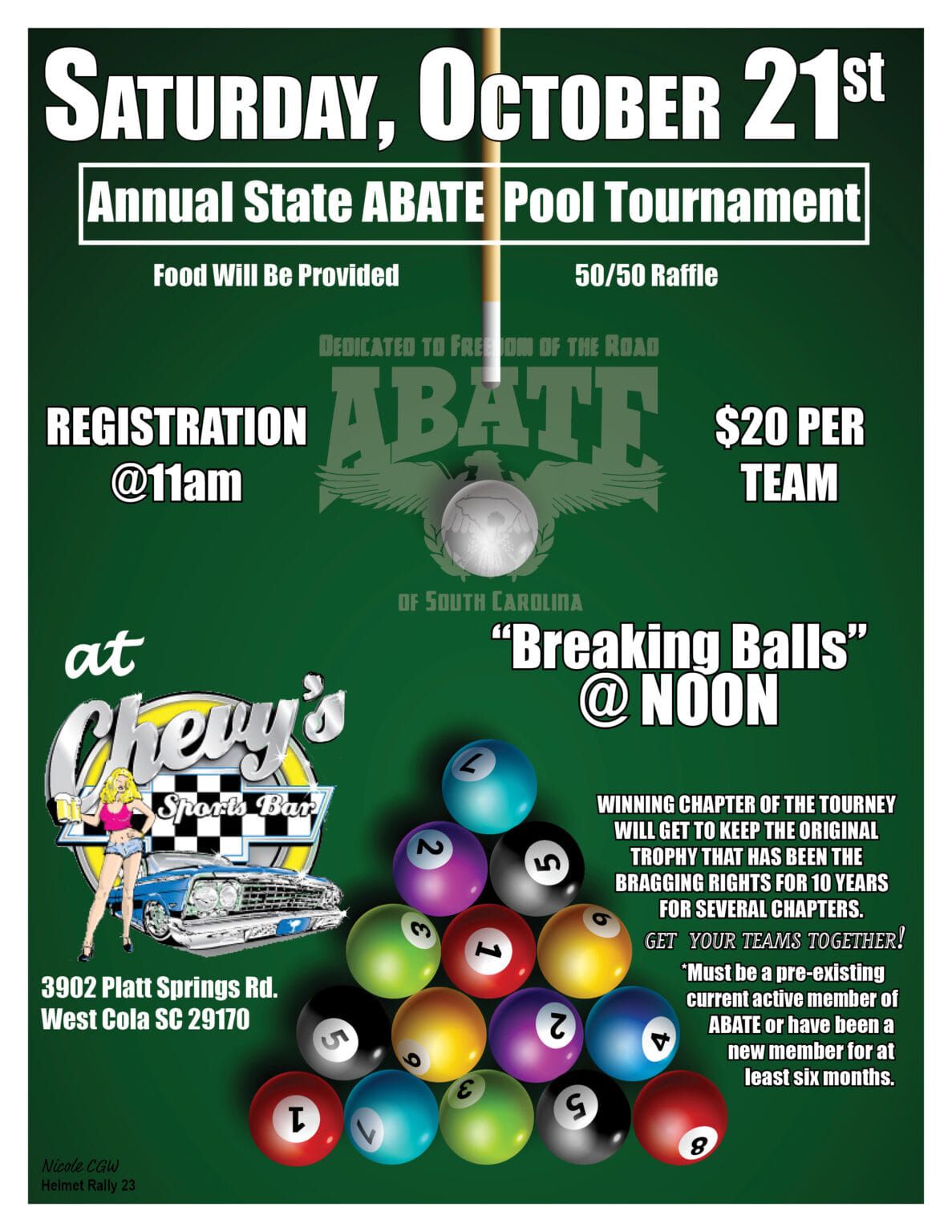 ABATE of South Carolina's Annual State Pool Tournament