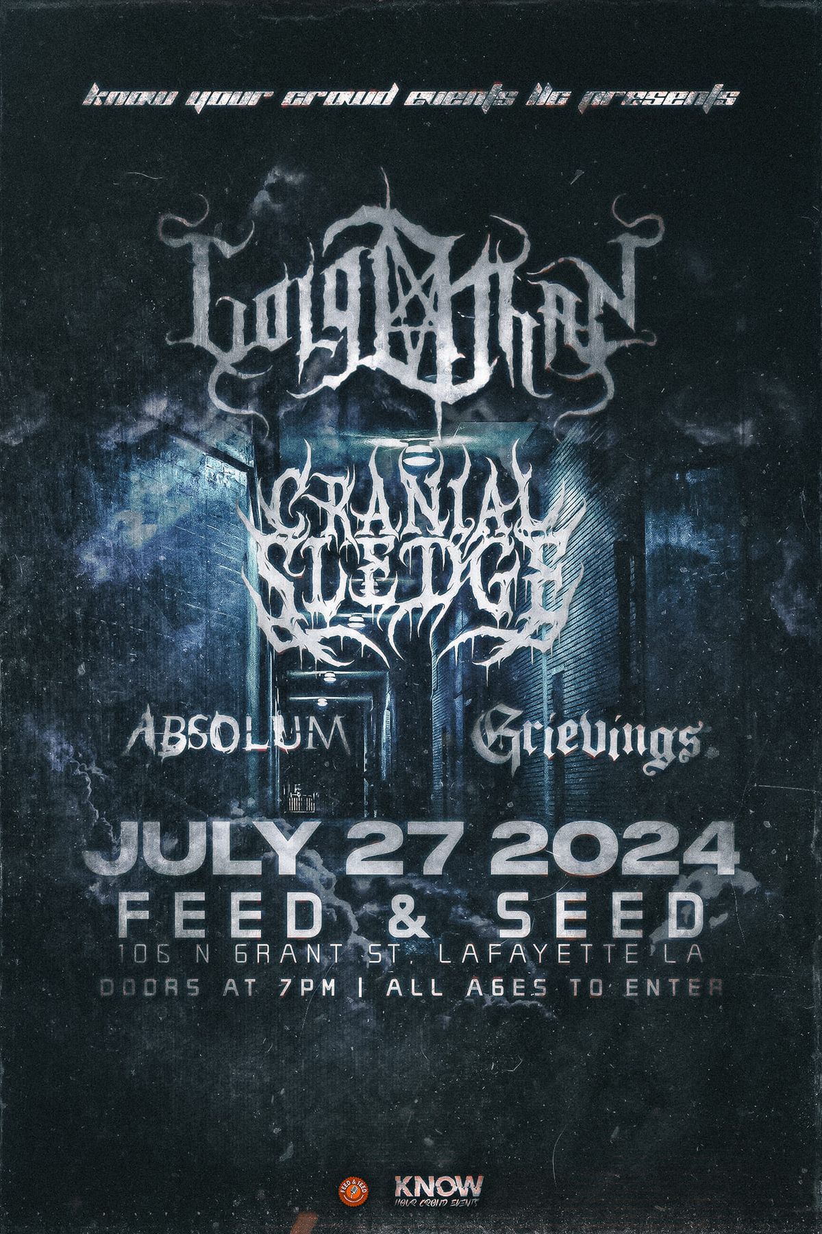GOLGOTHAN, CRANIAL SLEDGE, ABSOLUM, GRIEVINGS @ FEED & SEED