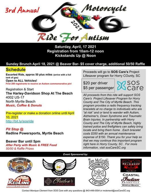 Ride for Autism, Harley Davidson Shop at the Beach, Myrtle Beach, 17 April 2021
