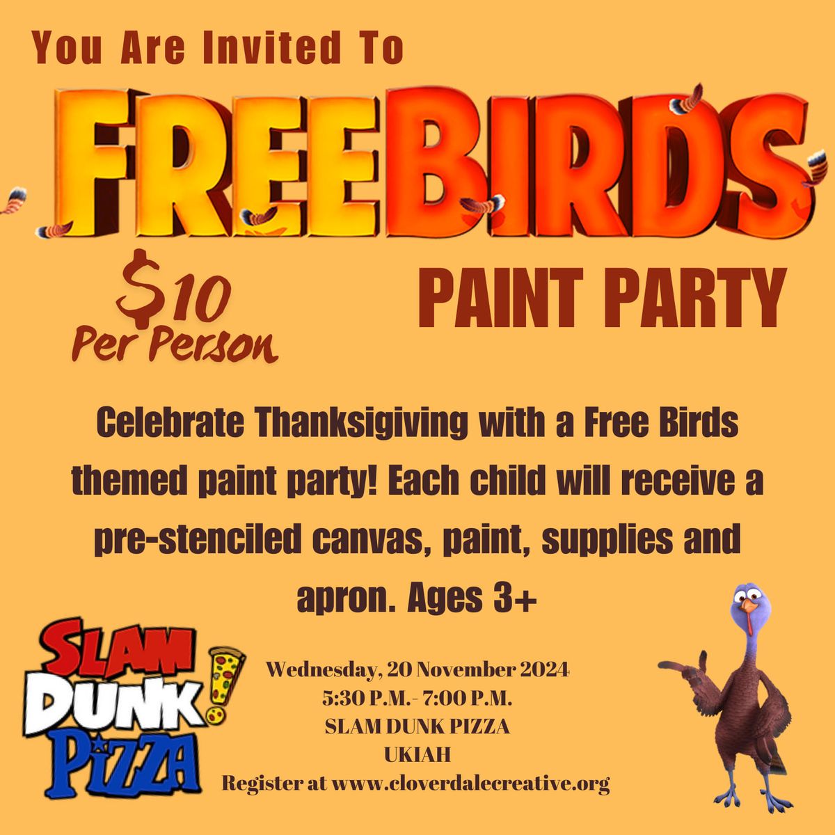 Free Birds \ud83e\udd83 Paint Party | Slam Dunk Ukiah