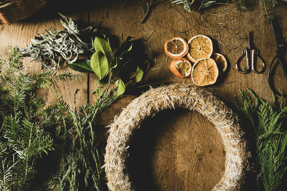 Christmas wreath making