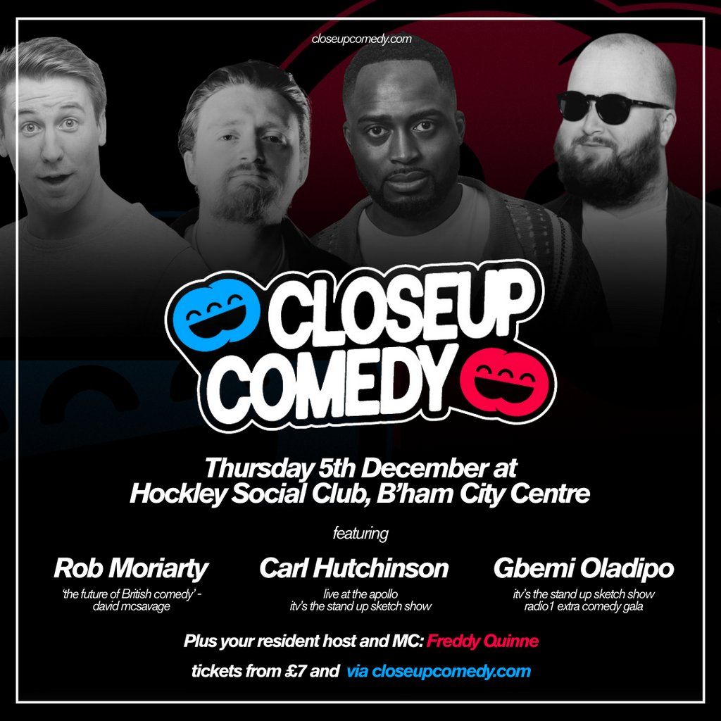 CLOSEUP COMEDY at Hockley Social Club with Carl Hutchinson