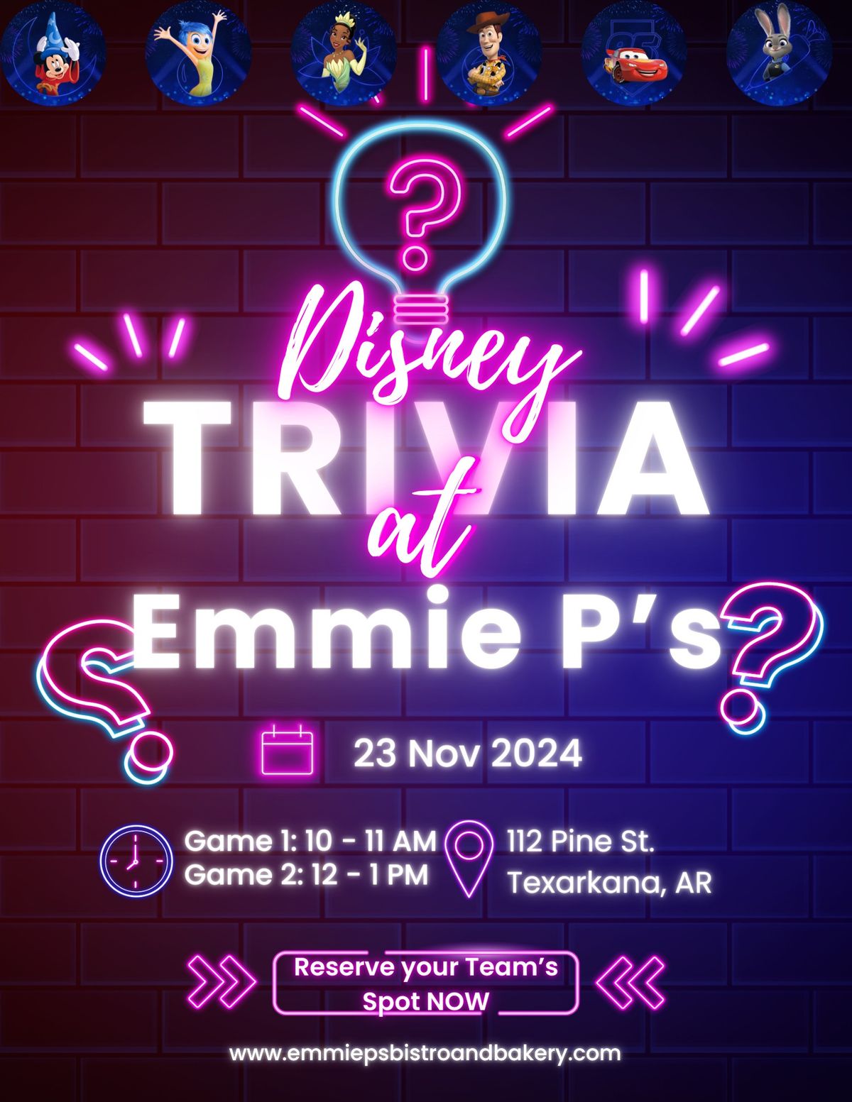 Disney Trivia at Emmie P\u2019s!