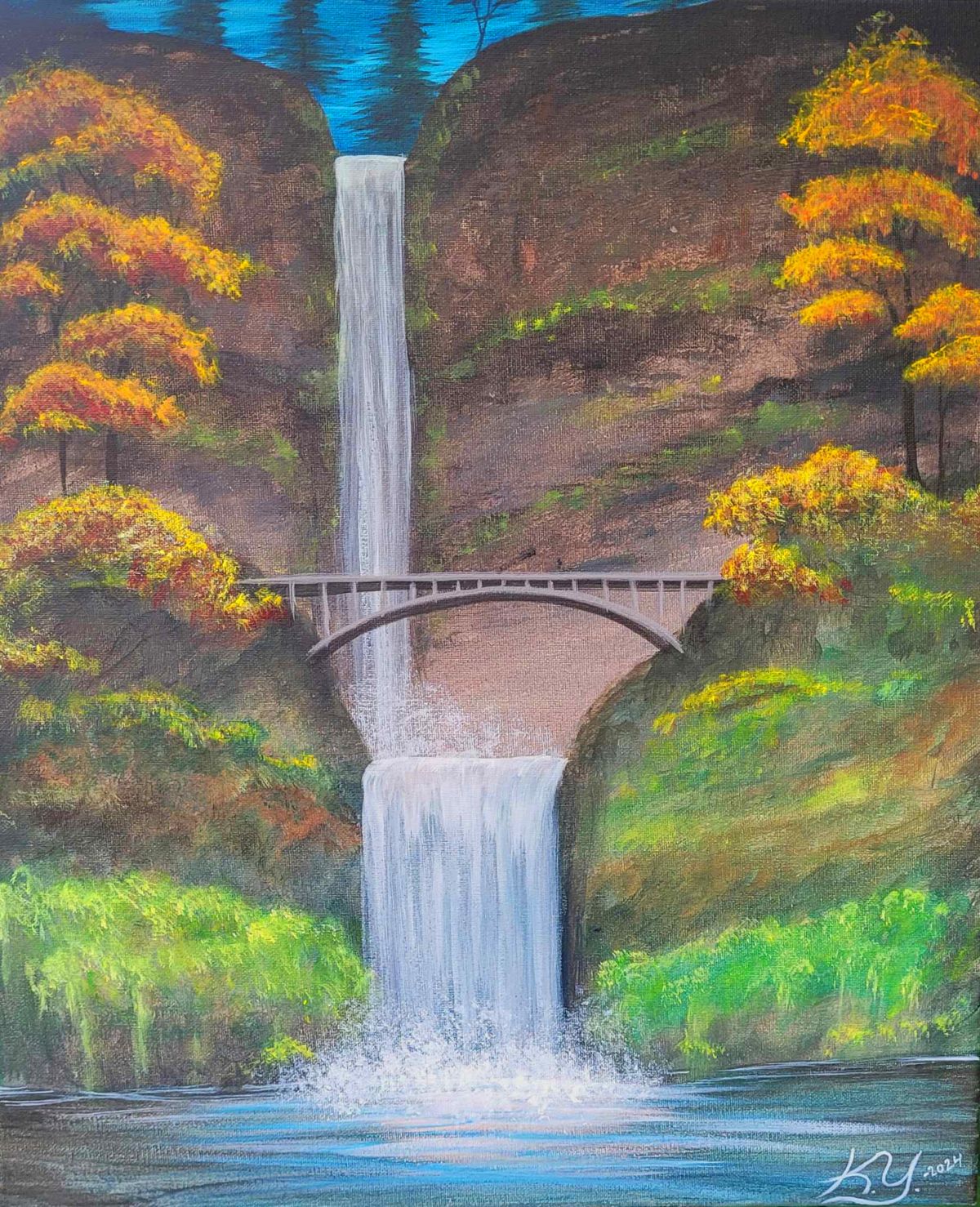 Multnomah Falls in Autumn (Taught By: Artistic By Nature)