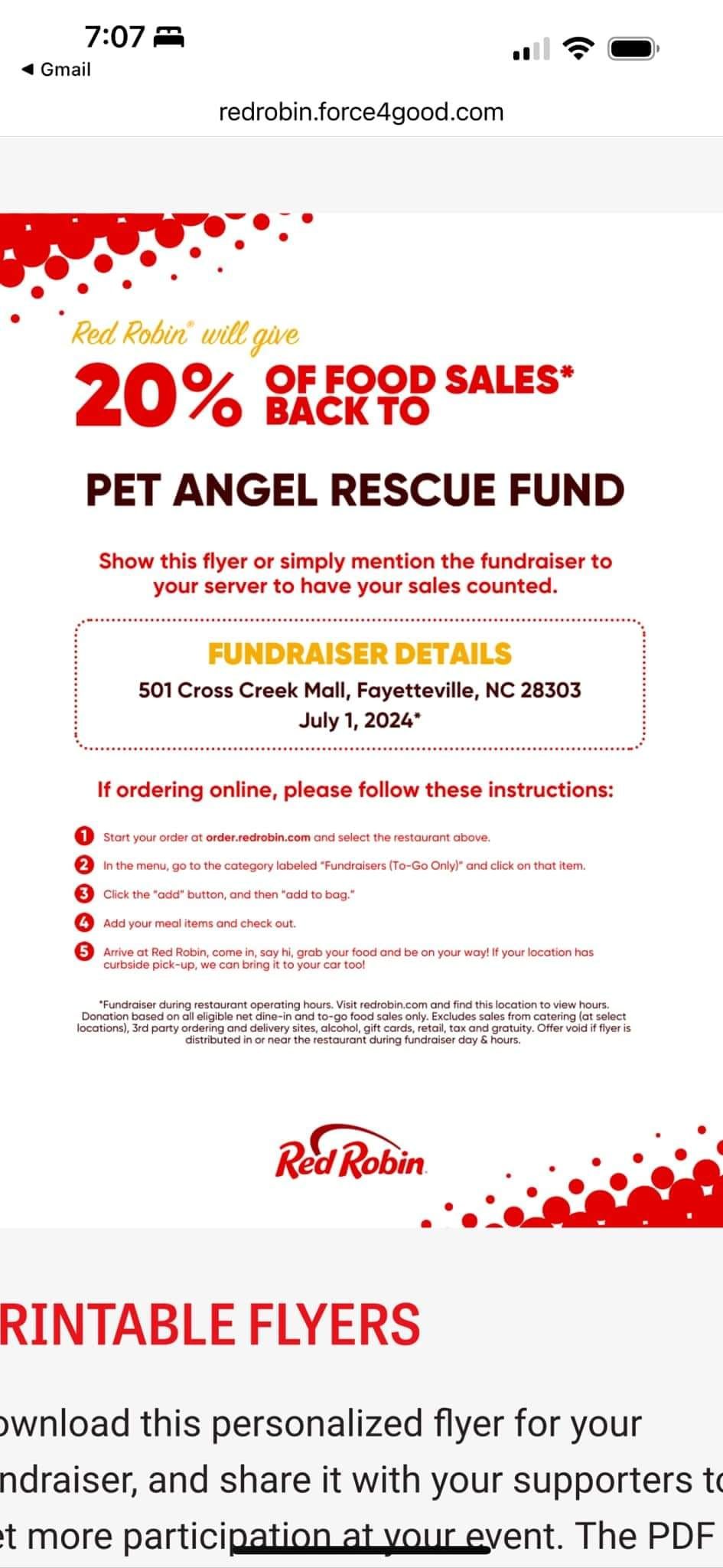 Red Robin Fundraiser for Pet Angel Fund 