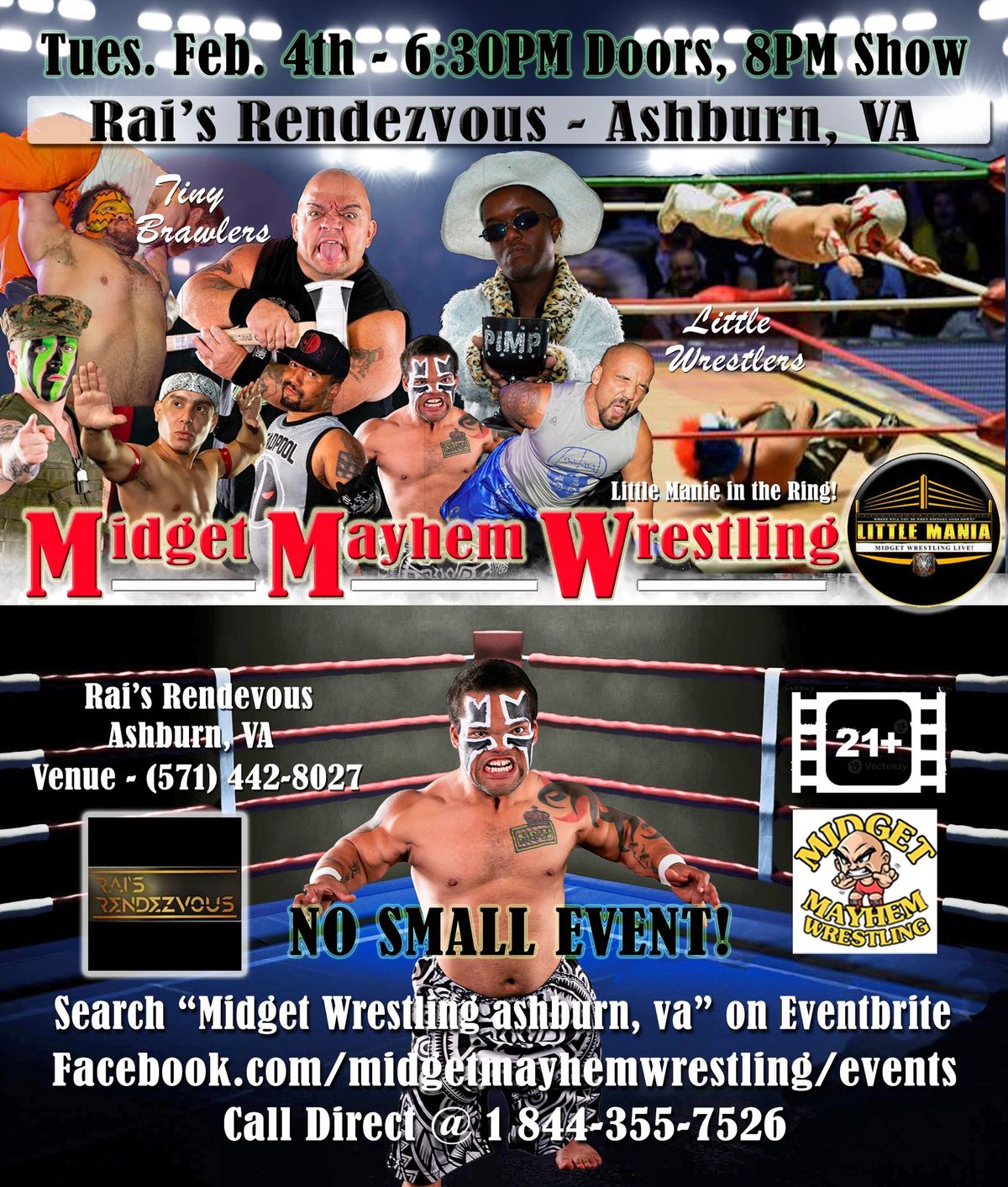 Midget Mayhem Micro-Wrestling Event - Ashburn VA 21+