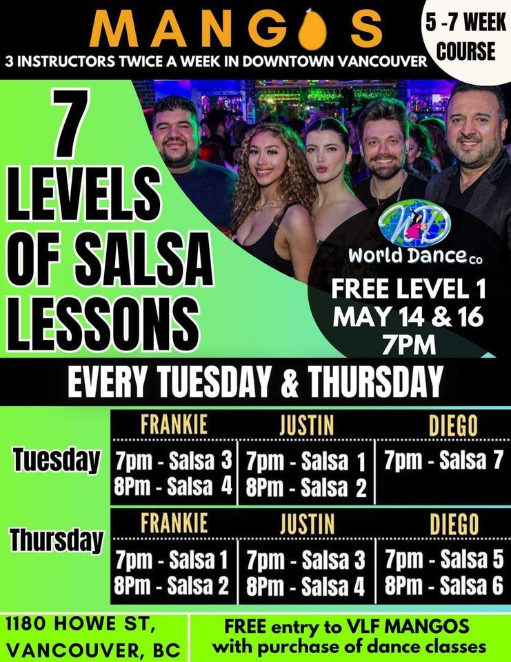 6 Levels Of Salsa in 1 day, FREE BEGINNER SALSA - 7pm 