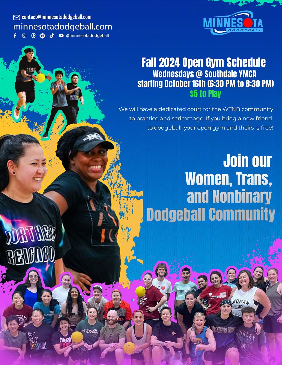 Inclusive Dodgeball Open Gyms: WTNB & General Public