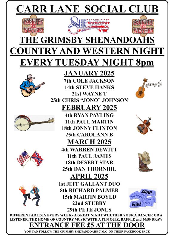 Country and Western Night at the Carr Lane Club Every Tuesday