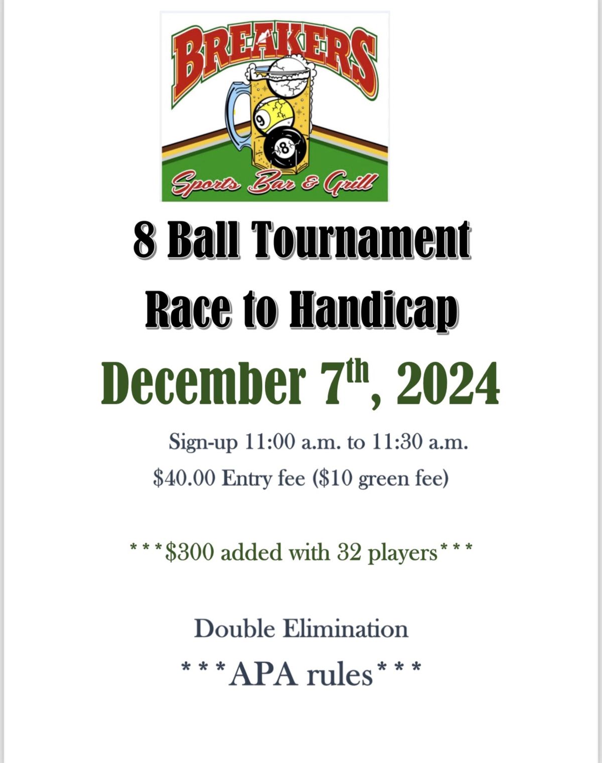 8 Ball Race to Handicap 