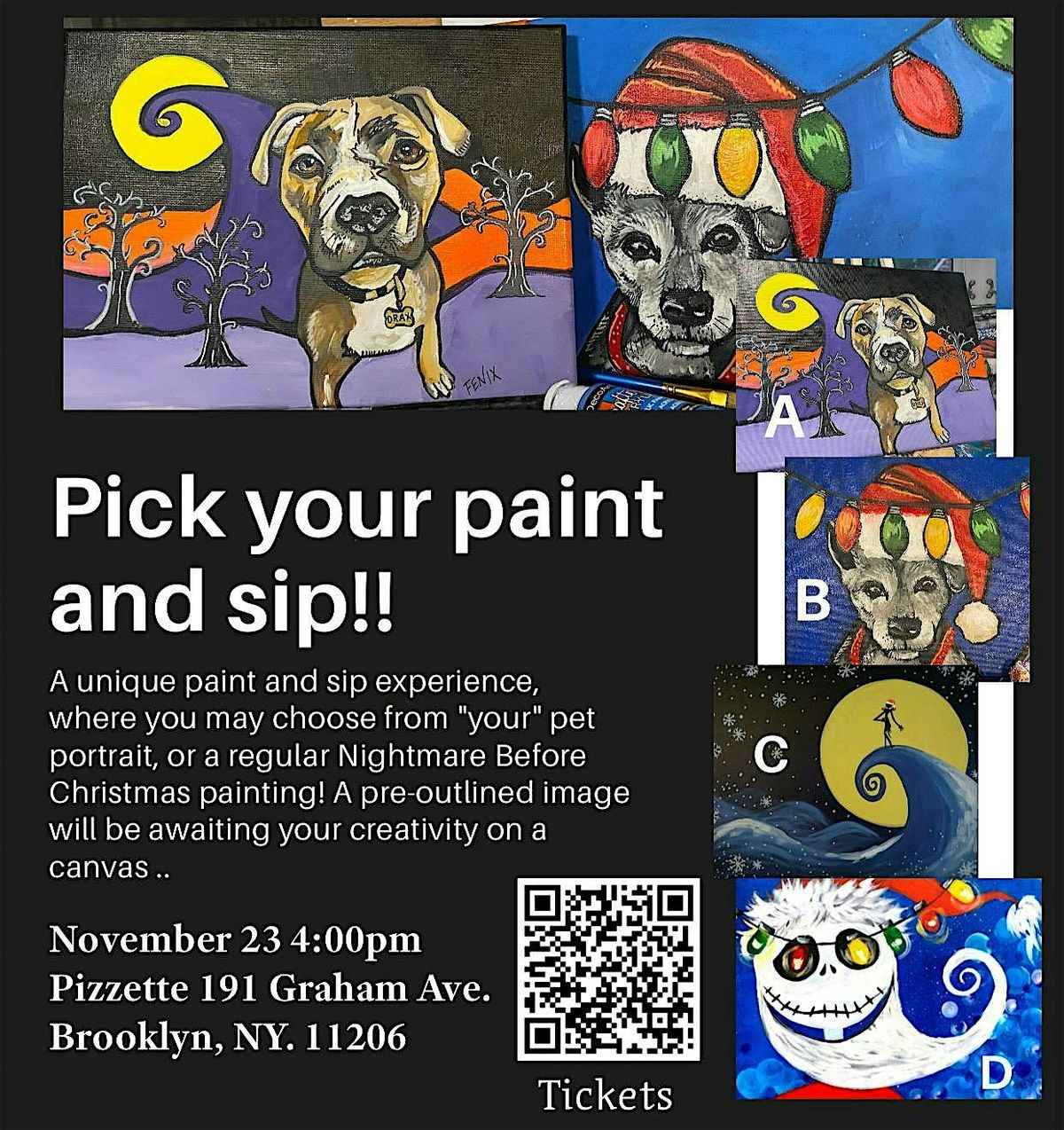 Paint and sip pet portraits and more!!