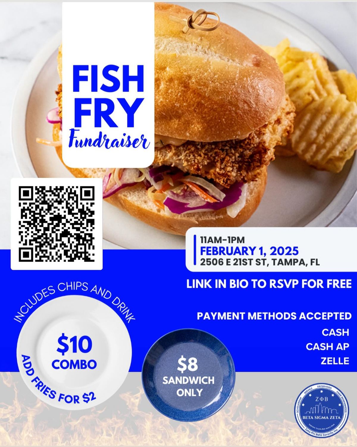 Tampa Zetas Fish Fry Fundraiser\ud83d\udc99\ud83e\udd0d