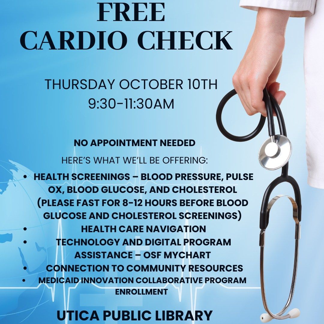 Free Cardio Check-No appt needed.